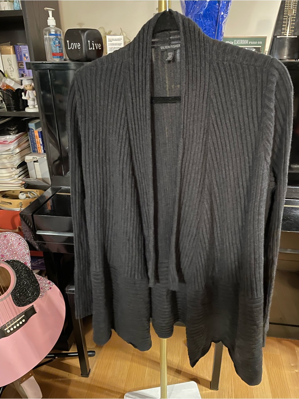 EILEEN FISHER Merino Wool Open-Front Sweater